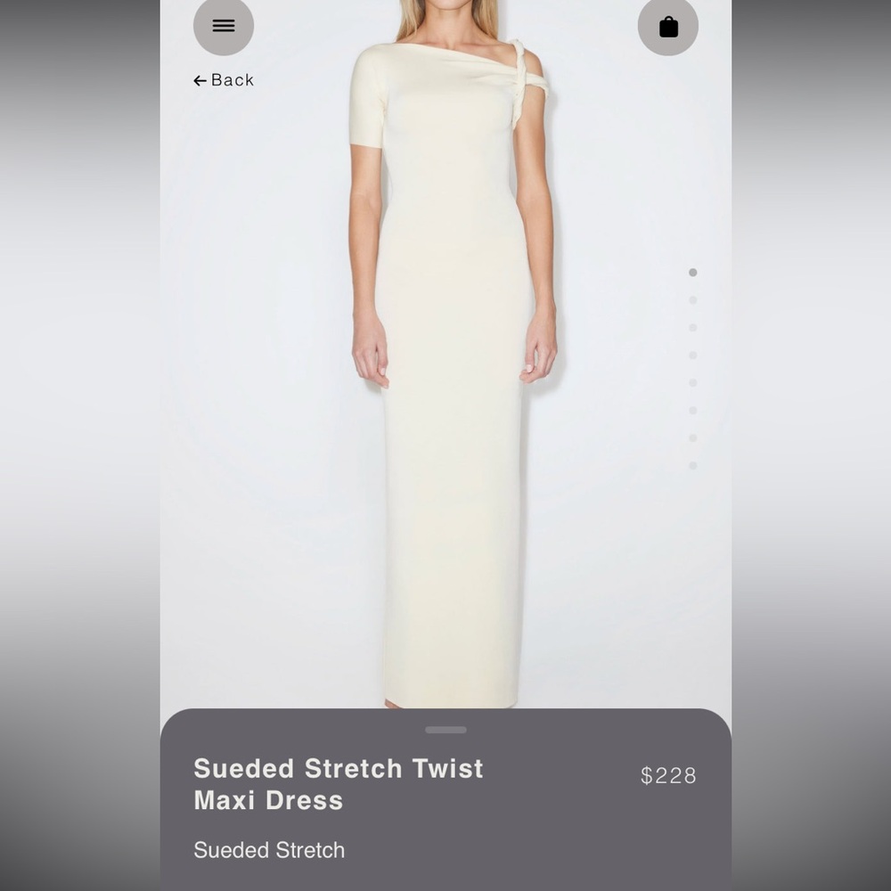 Sueded Stretch Twist
Maxi Dress KHY KYLIE cream $228 formal party event spring
